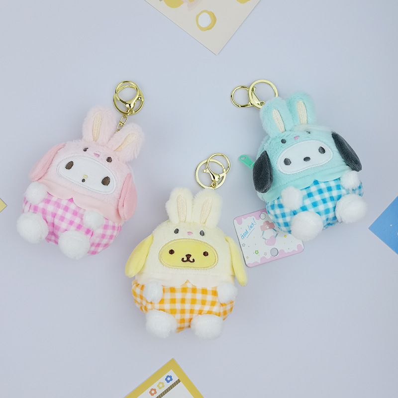 Netizen Checkered Rabbit Series 3, colgante de billetera cero de Liou Kuromi, bolsa de almacenamiento de niñas, llavero de muñecas