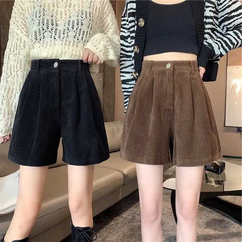 Shorts masculinos shorts femininos pernas largas veludo cintura alta faculdade de outono novo harajuku harajuku de rua elegante desgaste de rua hipster femme y2k hot 240419 240419