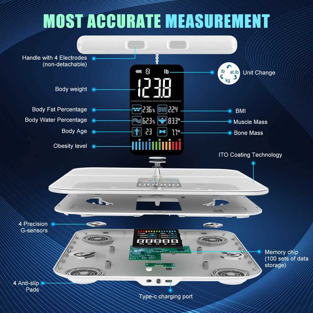 Scale di peso corporeo Insmart 8 Elettrodo Bilancia della scala del peso corporeo Bilancia scale intelligenti con scale Bluetooth Bluetooth Bluetooth Bluetooth Bluetooth Bilance 240419