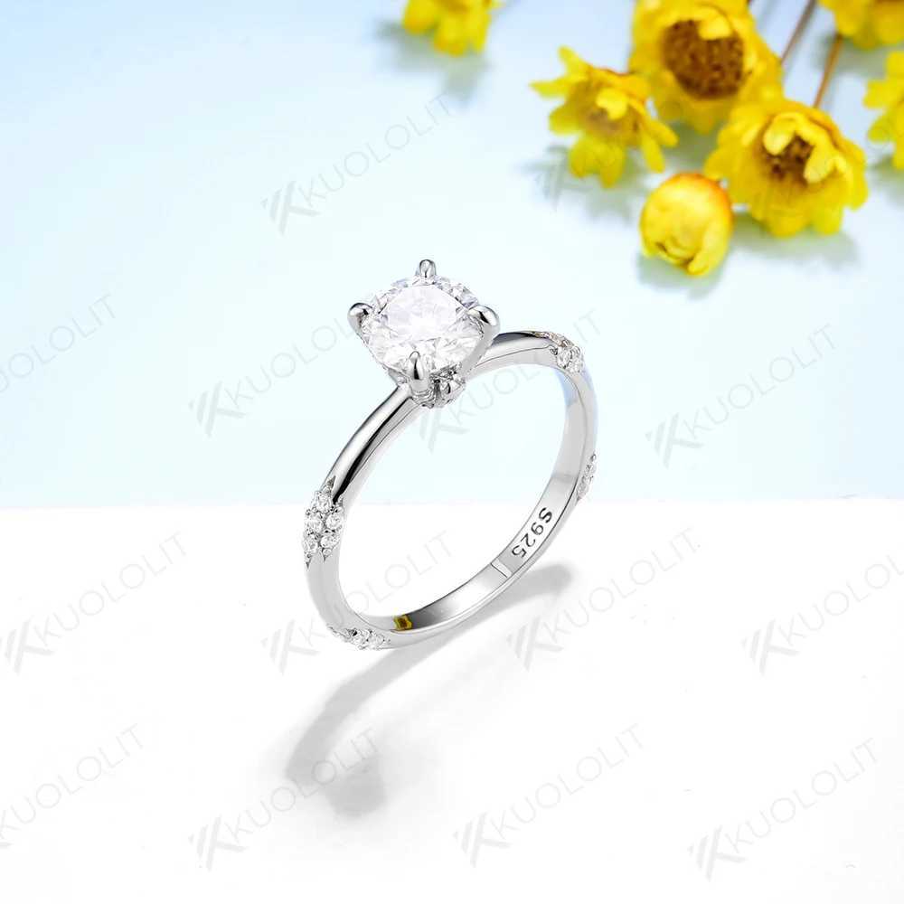 ANEL SOLITAIRE NNGB KUOLOLIT 1CT 6,5 mm de moissanita para mulheres Solid 925 Sterling Silver com Certificado D/VVS Solitaire Ring for Engagement D240419