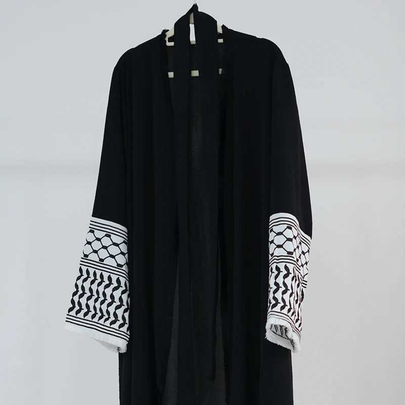 Roupas étnicas Novo design Moda muçulmana Eid Mulheres com cinto de quimono abaya com pocket chic bordado túnio marroquino kaftan saudita ka d240419