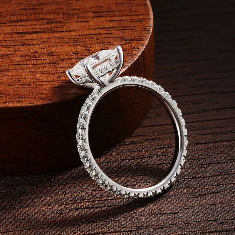 Bröllopsringar Knobspin 4.6ct D VVS1 Princess Cut Alla Moissanite Rings for Women Solid S925 Sterling Silver Engagement Wedding Lab Diamond Band 240419