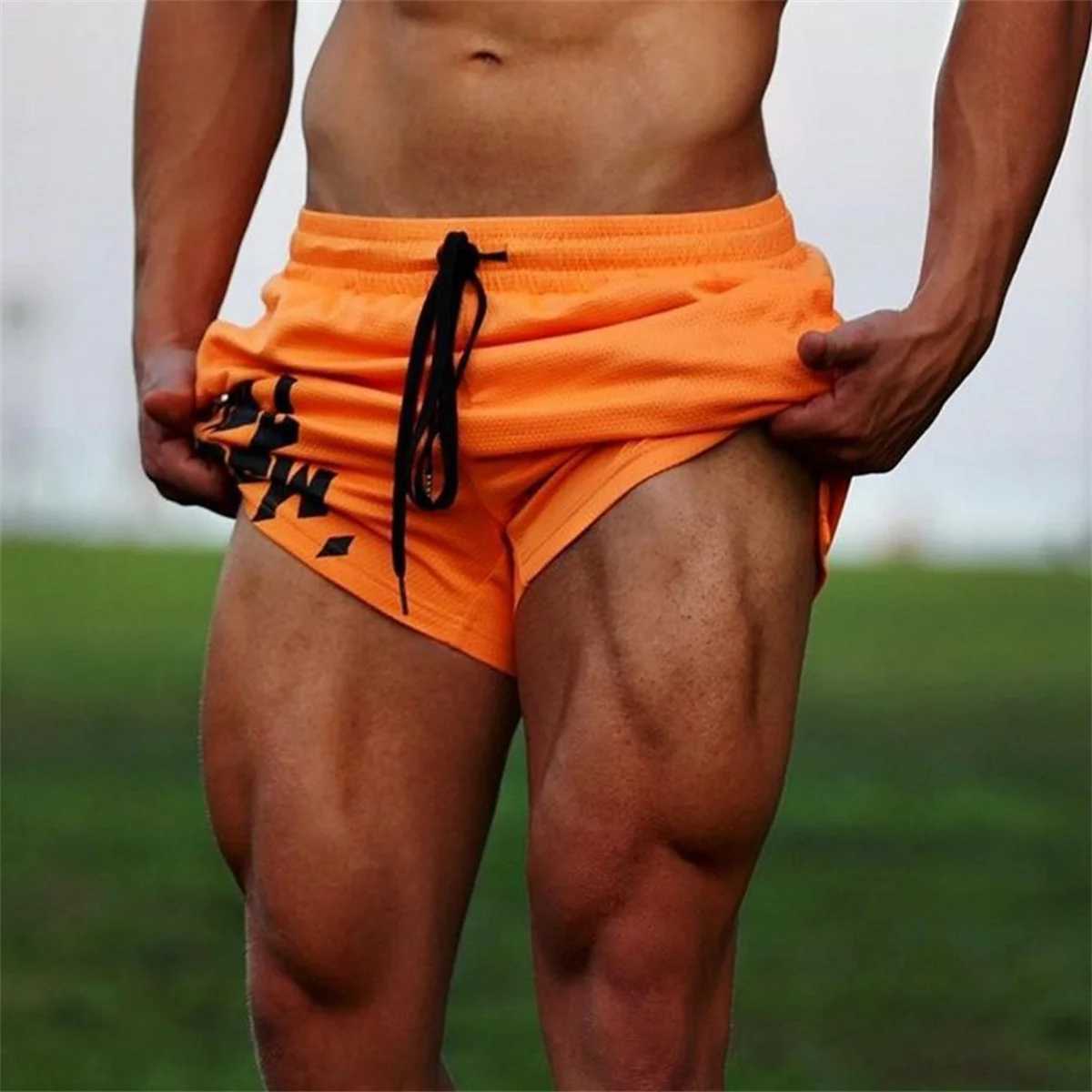 Shorts masculinos casuais shorts de praia seca rápida Homens de verão fino de roupas esportivas de ginástica bermuda bermuda bermuda boxe de boxe de boxe 240419 240419