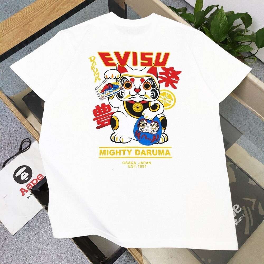 Zomer nieuwe god Short Lucky Cat Print Inst T-shirt unisex ronde nek casual mode trendy halve mouw 458135