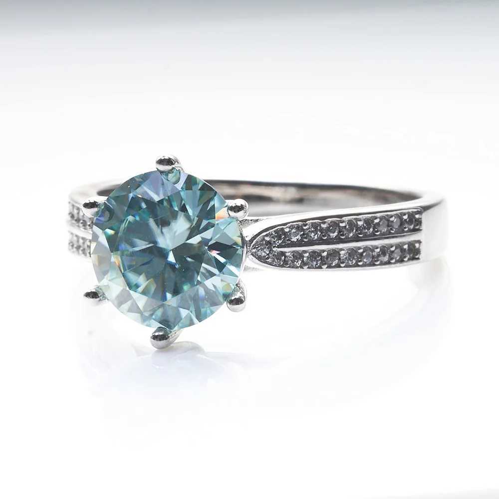 Bröllopsringar 1 karat Moissanite Ring för kvinnor Blue Pink Green Color Lab Diamond 925 Sterling Silver Wedding Rings Jewelry Wholesale 240419