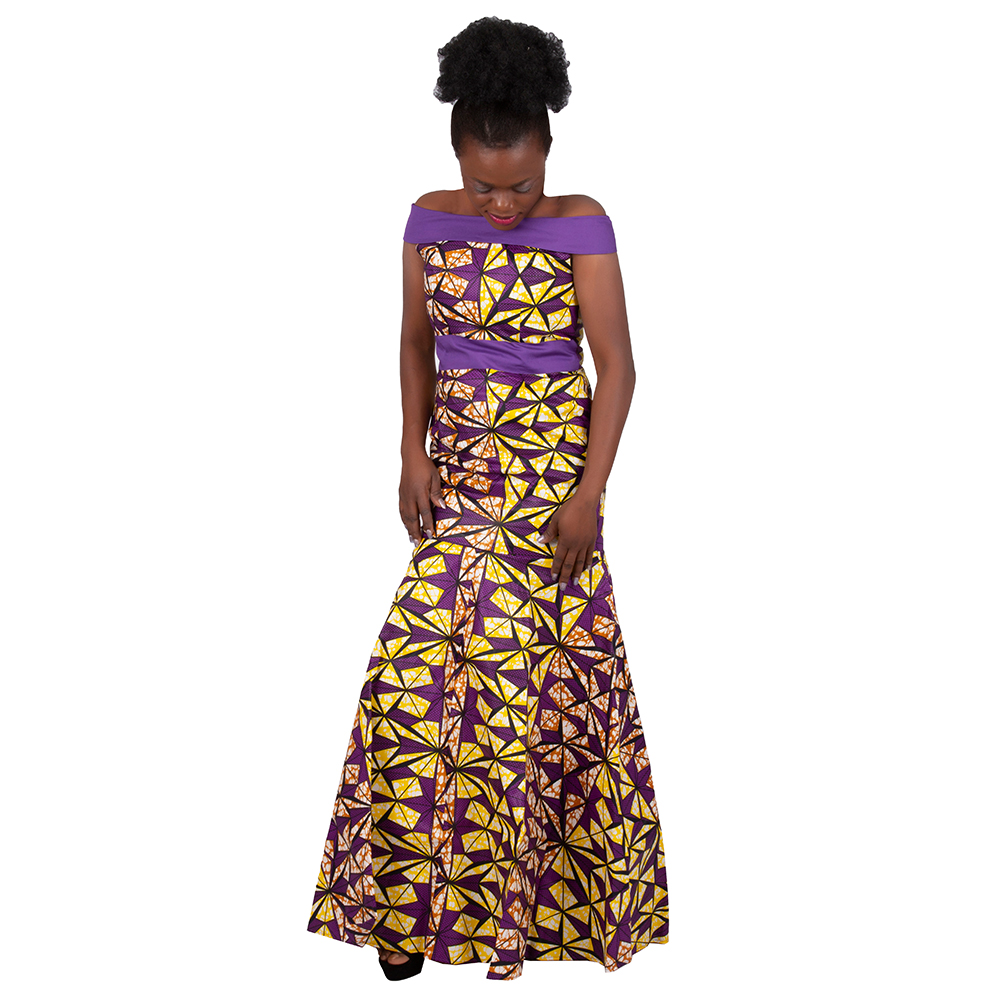 Vestidos Novo estilo roupas africanas para mulheres impressão de cera real 100% algodão vestidos wy1891