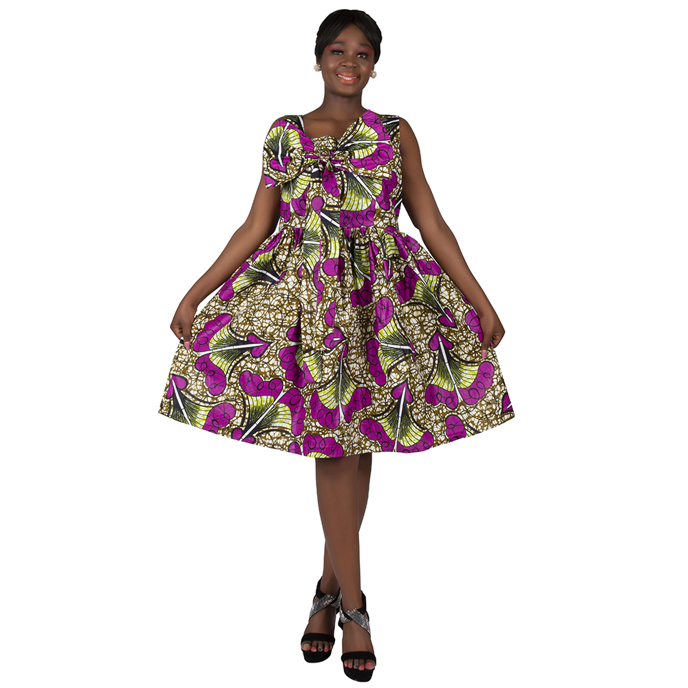 ثوب المرأة المطبوعة الأفريقية فستان قصير من الملابس غير الرسمية