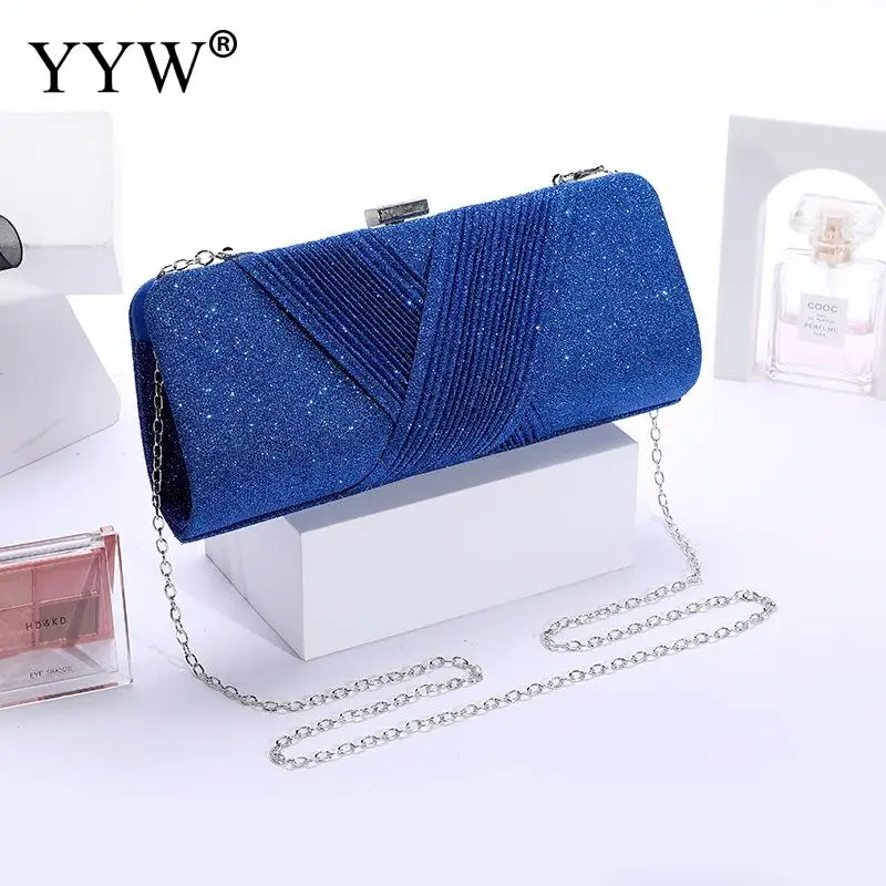 Buckets YYW Sequined Glitter Banquet Clutch Bags Womens 2021 Shoulder Bags With Chain Dumplings Purse Gold Silver Evening Party Clutches