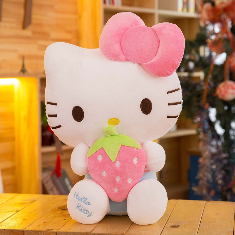 Wholesale cute strawberry cat plush toy Kids game Playmate Holiday gift Claw machine prizes 40cm98111