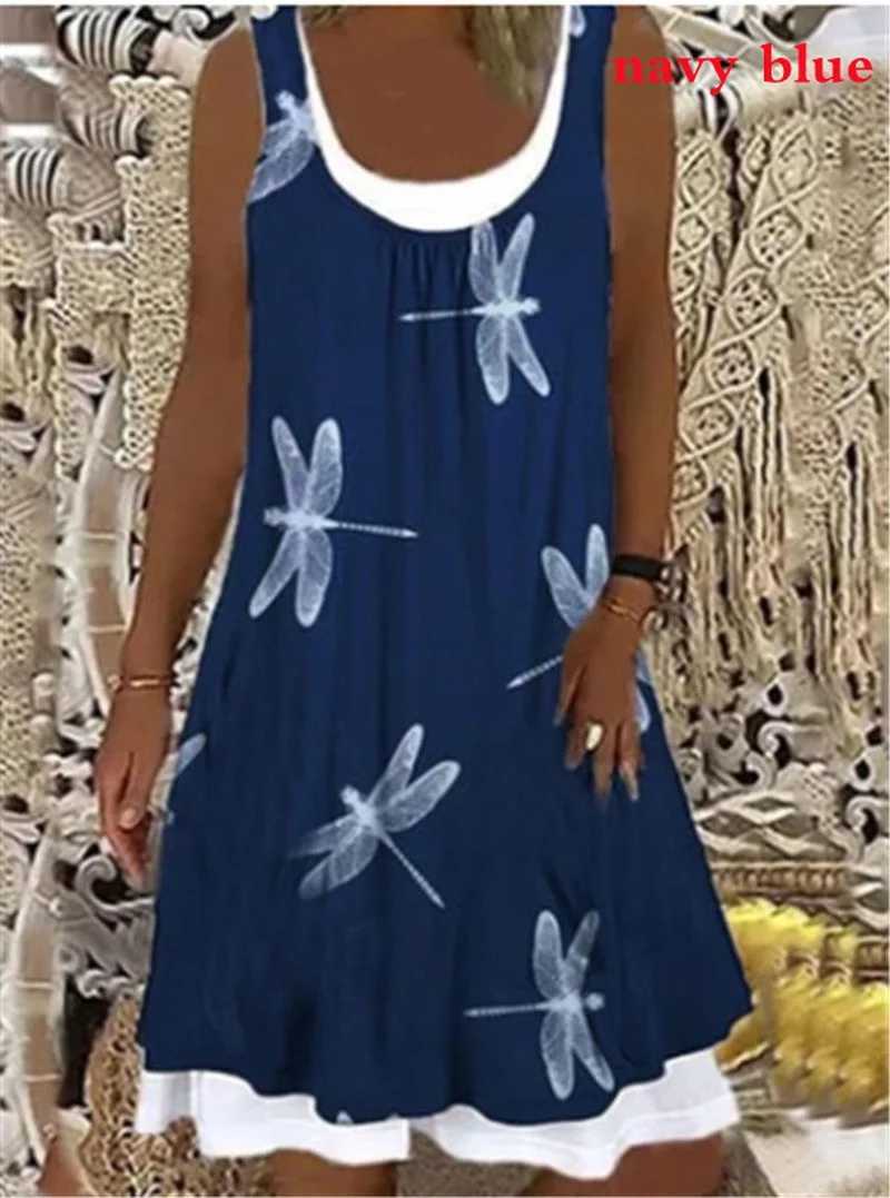 Основные повседневные платья 2022 летние женщины, слинг длинный повседневный принт, свободный элегантный рукавочный пляжный платье модные сексуальные круглые девочки для девочек 240419