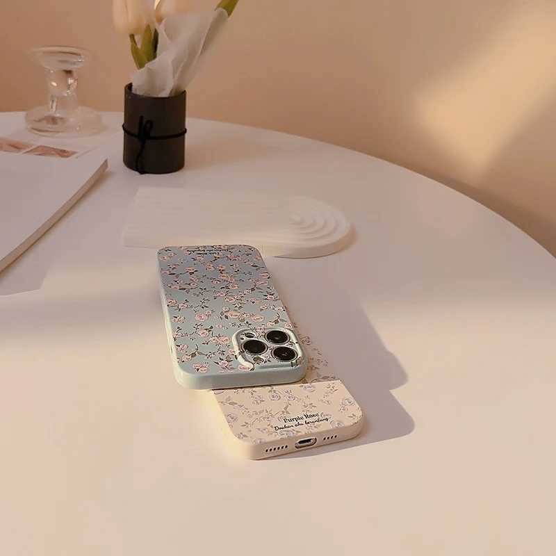 Mobiele telefoons Retro floral telefoonhoes geschikt voor iPhone 15 14 13 11 Pro Max modieuze en eenvoudige bloemen soft shell schokbestendige bumperhoes J240418