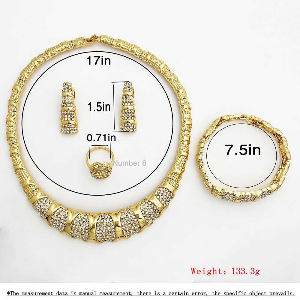 Collane a sospensione Dubai Gioielli set donne in oro oro oro di lusso Orecchini in bracciale e anello set di gioielli la festa di nozze Tendenze 240419