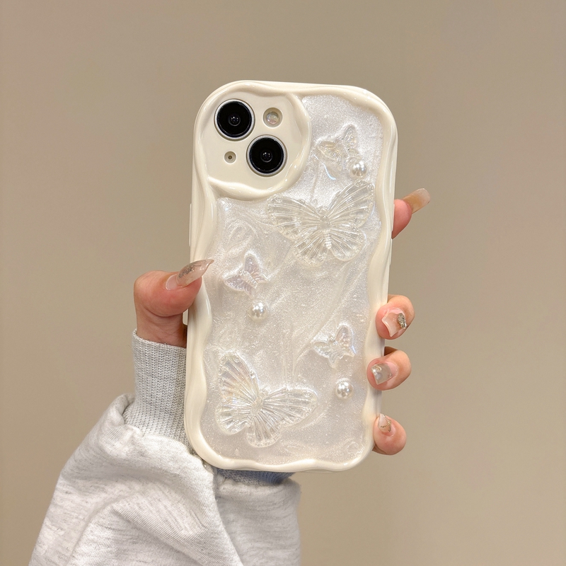 Casos de borboleta 3d para iPhone 15 Pro máximo 14 mais 13 12 11 fofo adorável lateral de onda tpu de moda Bling Bling à prova de choque da capa traseira da capa traseira do Seller Best8168