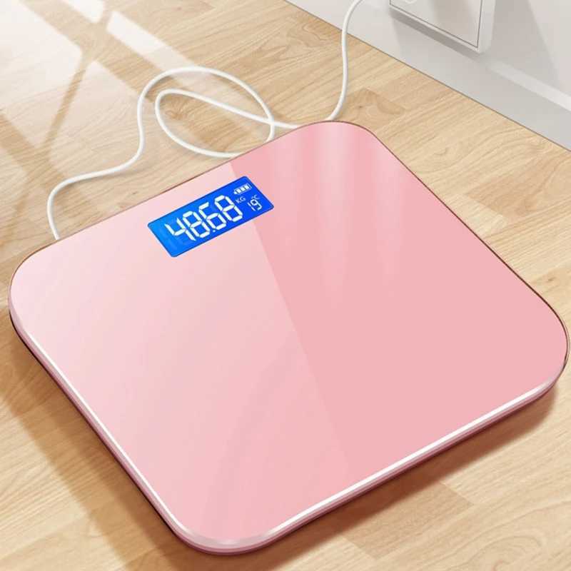 Kroppsvikt skalor 1 datorer Badrumskala för kroppsvikt mycket exakt digital vägningsmaskin LED Display Electronic Weight Scale Pink 240419