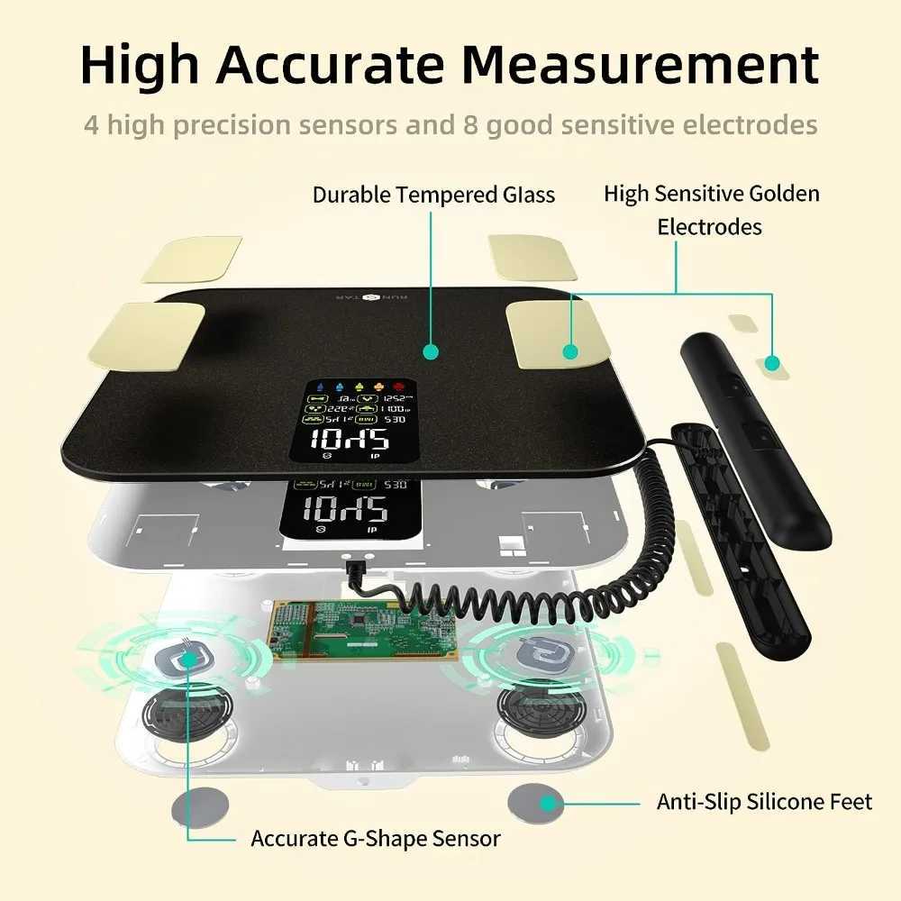 Body Weight Scales Scale for Body Weight 8 Electrodes High Accurate Rechargeable Composition Analyzer with BMR Index Body Fat 240419