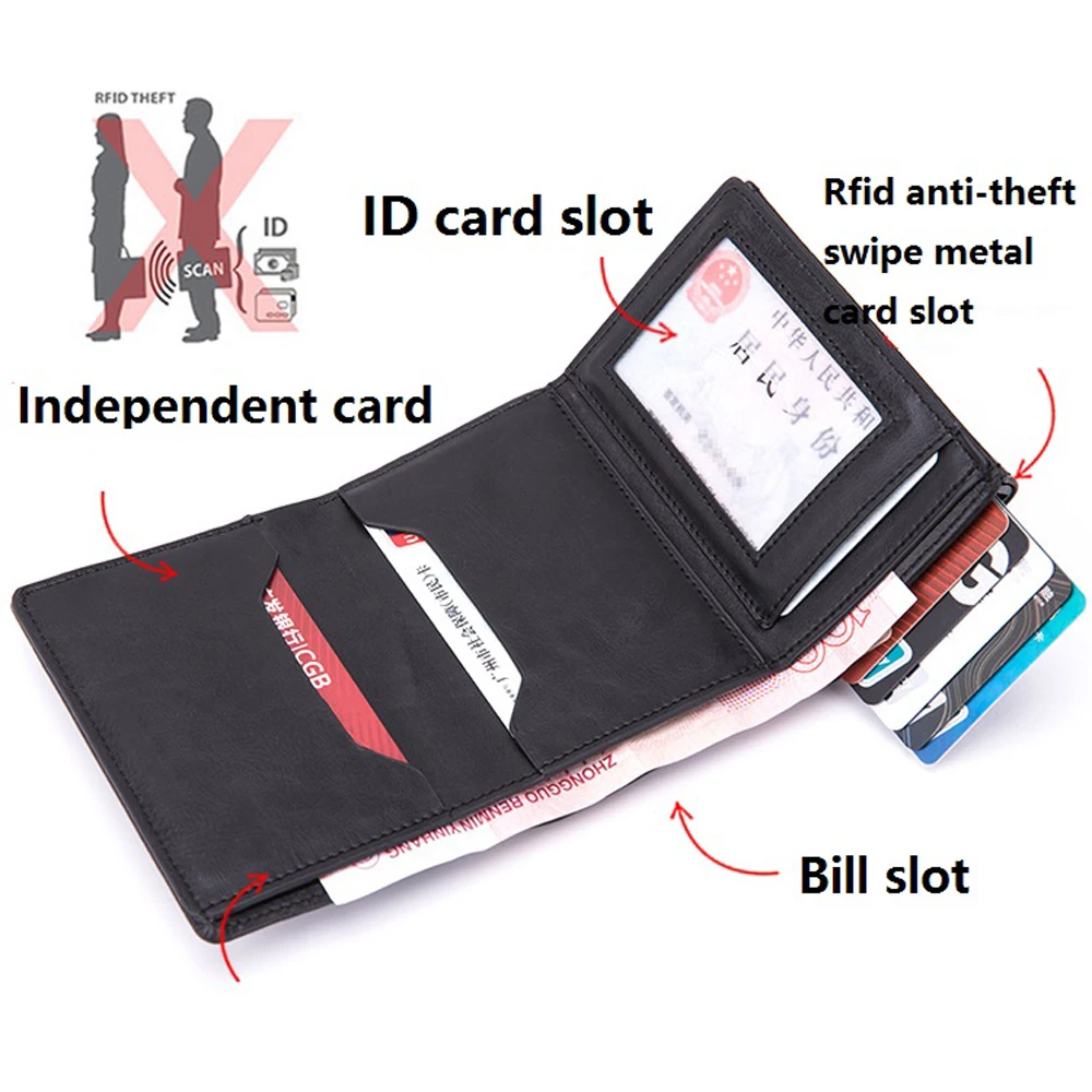 Кошельки Cizicoco RFID Мужчины кошельки классический держатель карт Walet мужской кошелек Money Doney Wallet Zipper Big Brand Black Leather Callet кошелек