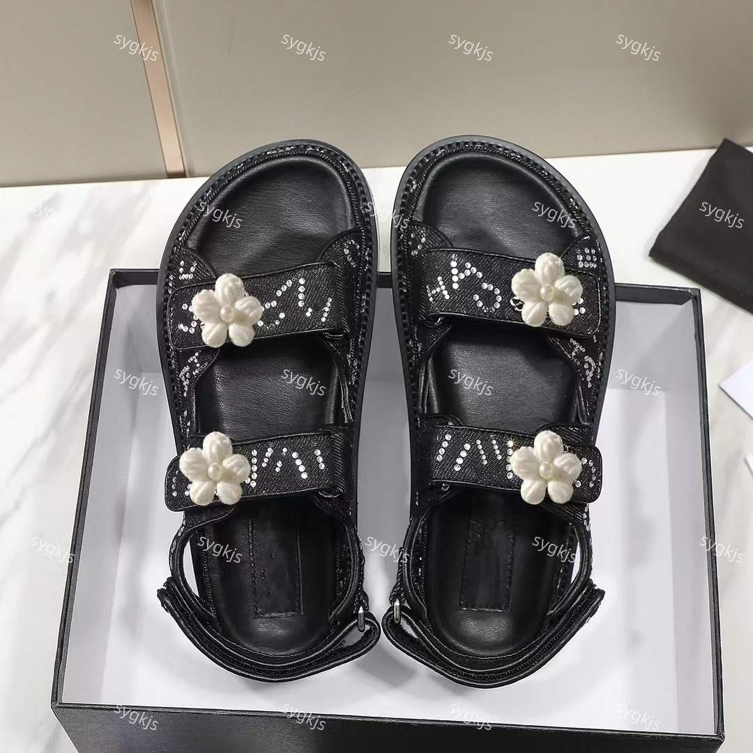 Stunning Denim Rhinestone Magic Stick Sandals Women Summer Luxury Brand Designer Slides Flat Heel Size 35 To 40