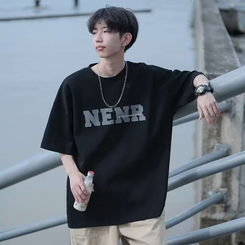 T-shirt Fashion Trendy Brand, Quarter Sleeved Summer Round Neck, New Print Ins, Urban Style, Men's Fashion Standard, Youthful Fashion