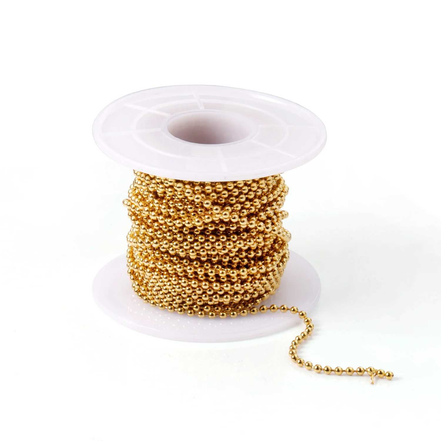 Colliers pendants LuxukissKids Perles chaînes Vente 10 mètres / rouleau DIY pour le collier de bijoux 1.5 / 2/3 mm Round Ball en acier inoxydable 316l Pas de chaînes de fondu 240419