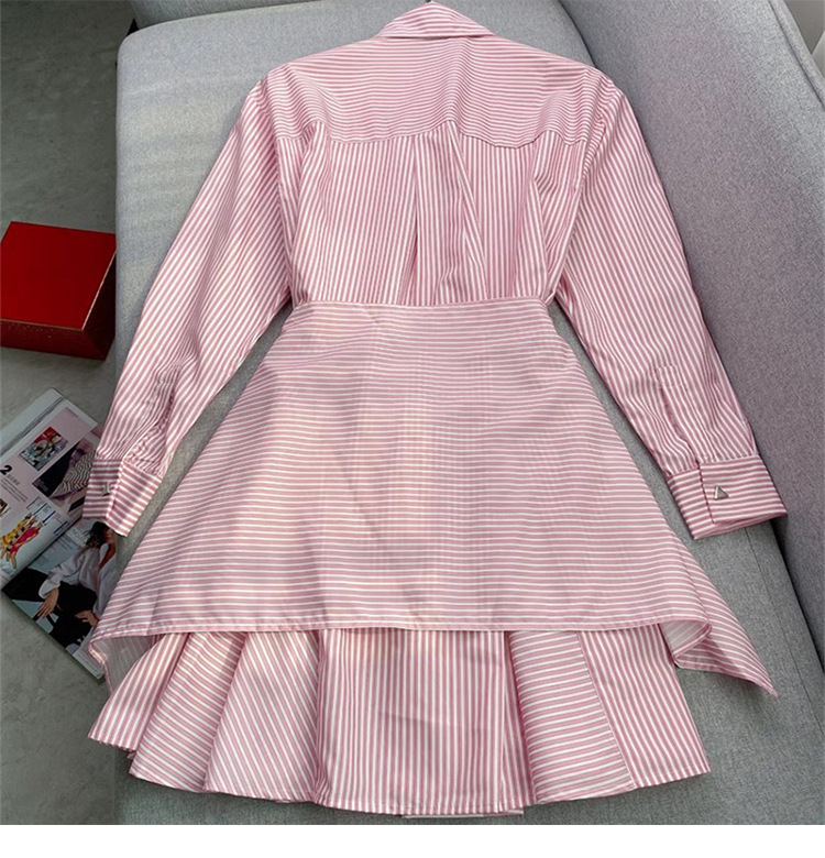 402 XXL 2024 Milan Runway Dress Spring Summer Long Sleeve Lapel Neck Fink Womens Dress Fashion High Quality Qiahe