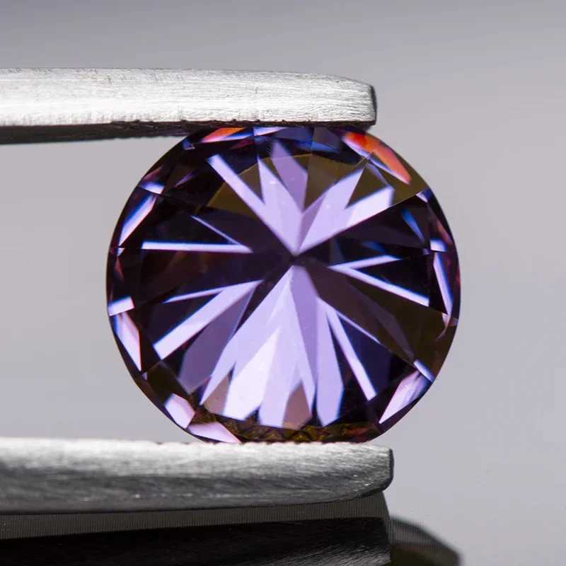 Обручальные кольца Moissanite Diamond Imperial Purple Color Round Cut Lab, выросший драгоценный камень для Diy Jewelry Congrings Серьтки с сертификатом GRA 240419