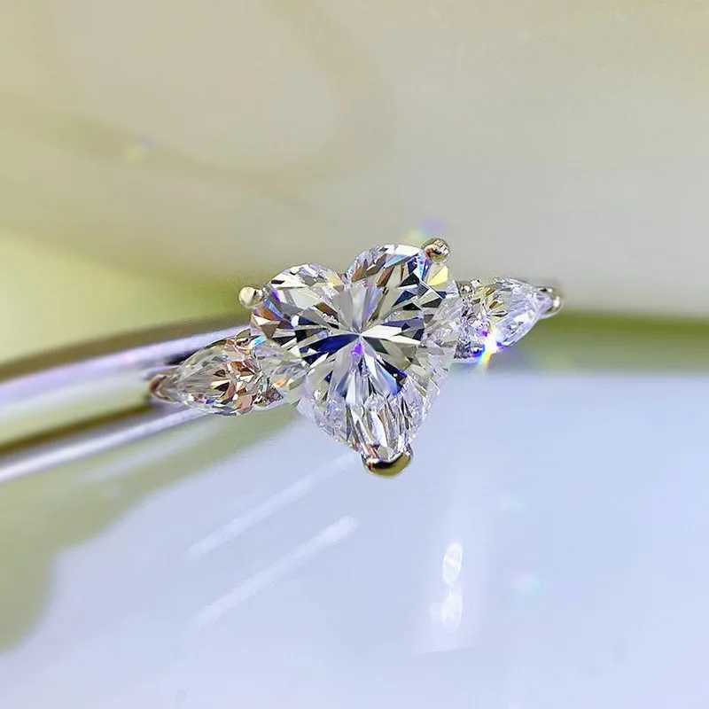 Anelli di nozze vere originale 925 sterling argento anello di moissanite diamante simile donna forma di compleanno 8x8mm elegante aaa zirconia 240419
