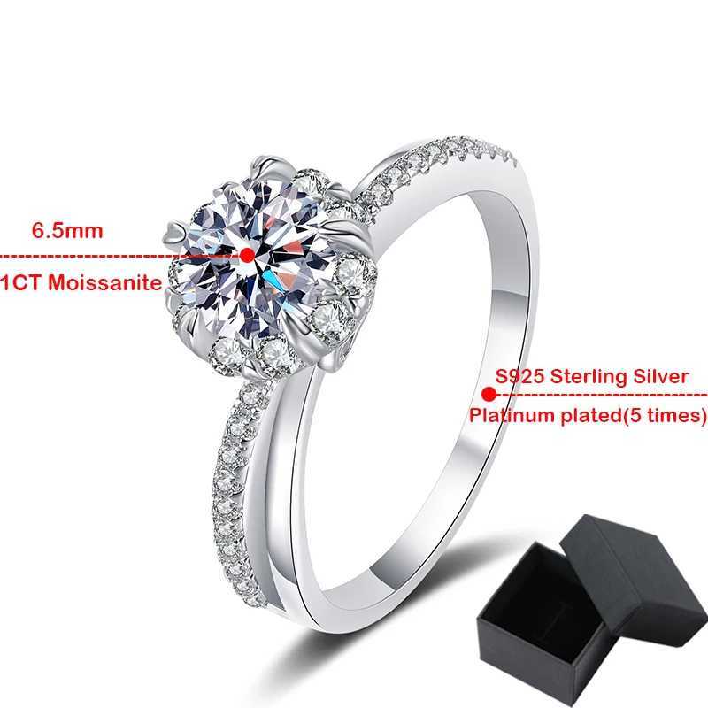 Solitaire ring Smyoue White Gold 1CT Moissanite Ring For Women Bridal Sets Solitaire Wedding Promise Ring Lab Diamond Band 925 Sterling Silver D240419