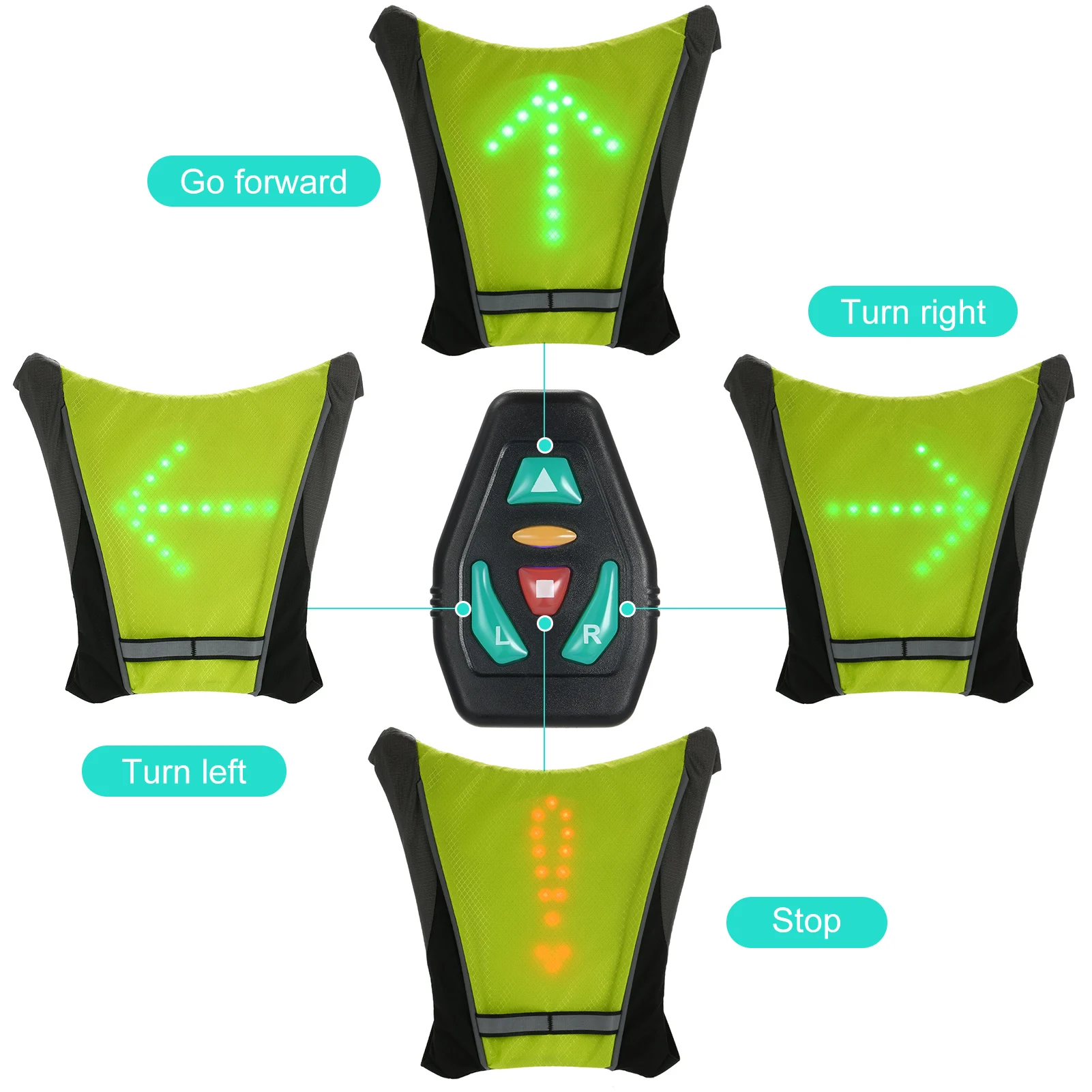 Bags LED Wireless cycling vest Bicycle Reflective Warning Vests with LED Turn Signal Light Remote Control Safety Bag MTB Bike Bag