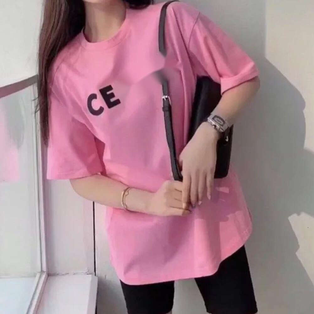 Celinnes T Shirt Designer T Shirt Luxury Fashion Womens Spring/Summer New Letter Printed Pure Cotton Round Neck Couple Short Slve Casual Versatile