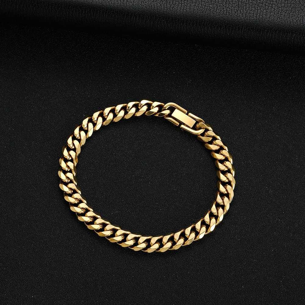 Szerokość łańcucha 8 mm 316L Tytanowa stal Golden Black Cuban Chain Bransoletka Moda Hip Hop Mens Biżuteria Prezent 18/20/22 cm D240419