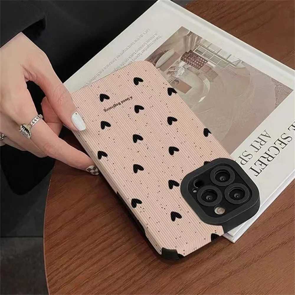 Cell Phone Cases Fashion Little Love Heart Phone Case for iPhone 14 12 15 11 Pro Max Mini SE X XS XR 78 Plus Silicone Leather Shock Cap J240418