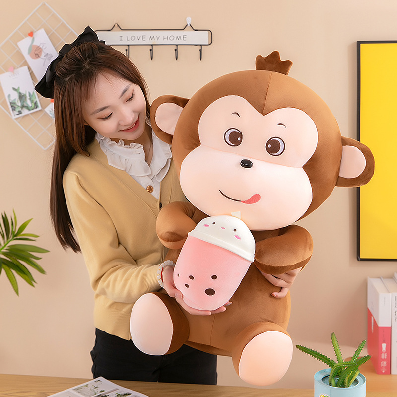 Nouveau dessin animé Milk Tea Monkey Doll Toy Little Monkey Doll Doll's Birthday Gift Fabricant en gros