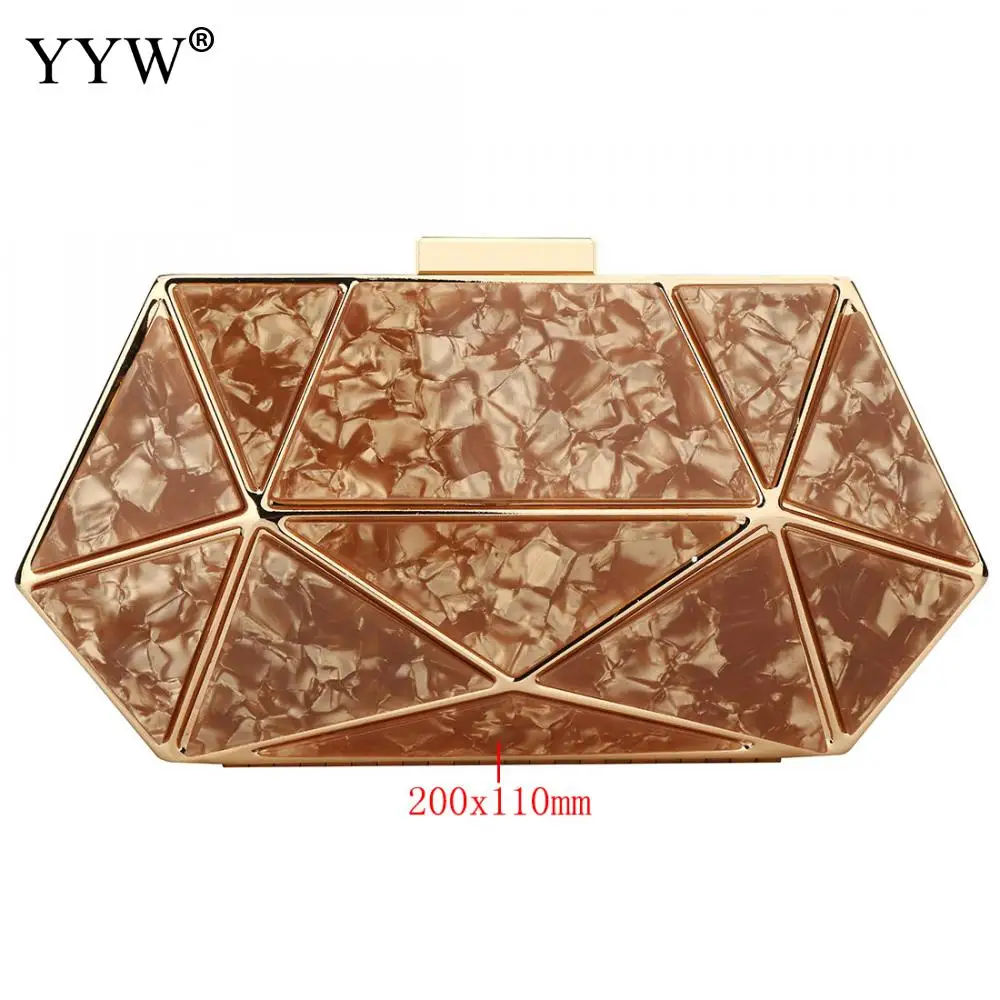 Väskor Rose Gold Designer Clutches Purse Acrylic Geometric Clutch Bag Prom Night Out Party Formal Ladies Marble Wedding Purse White Sac