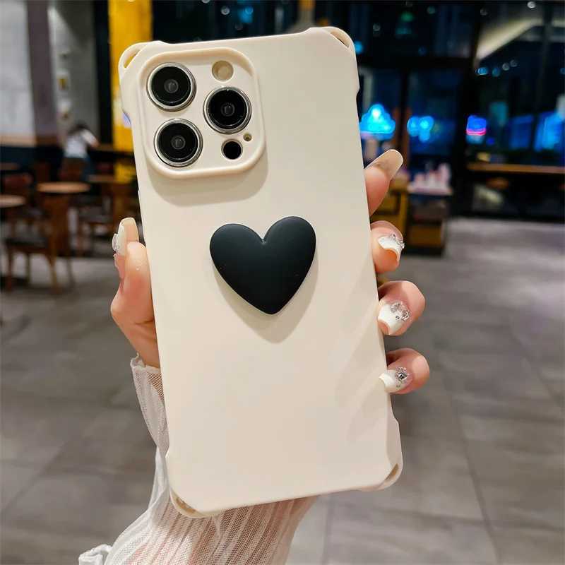 Casos de telefone celular 3d Love Heart Matte Phone Case adequado para iPhone 15 14 12 11 Pro XS máximo mais x xr xr-absorvente silicone tpu mole tampa traseira j240418