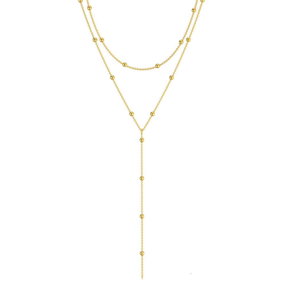 Geometric Minimalist Tassels Round Beads Collarbone Necklace