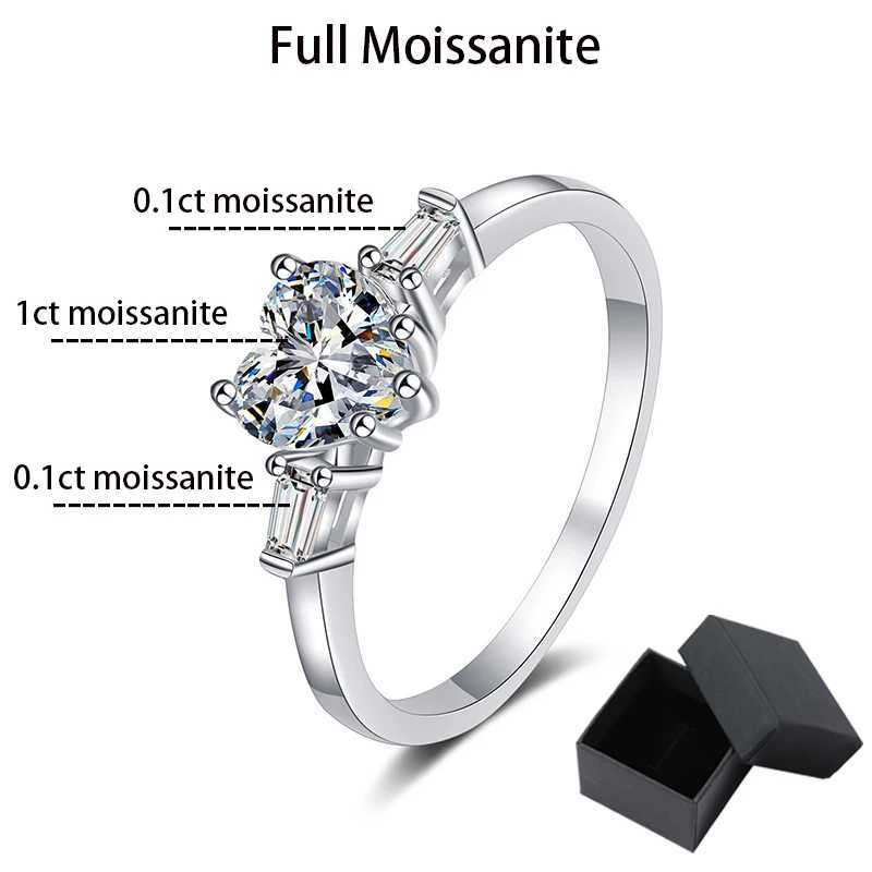 ソリティアリングsmyoue 1.2ct heart moissanite rings for women engegion egnegtion WeddingシミュレーションダイヤモンドバンドS925シルバーメッキプラチナガールリングD240419