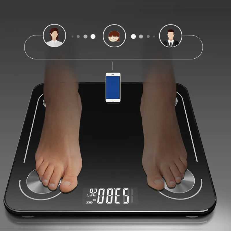 Body Weight Scales USB Charging Body Electronic Scales Fat Scale Floor Glass Smart LED Digital BMI Weight Balance Bariatric Bathroom Bluetooth Sca 240419