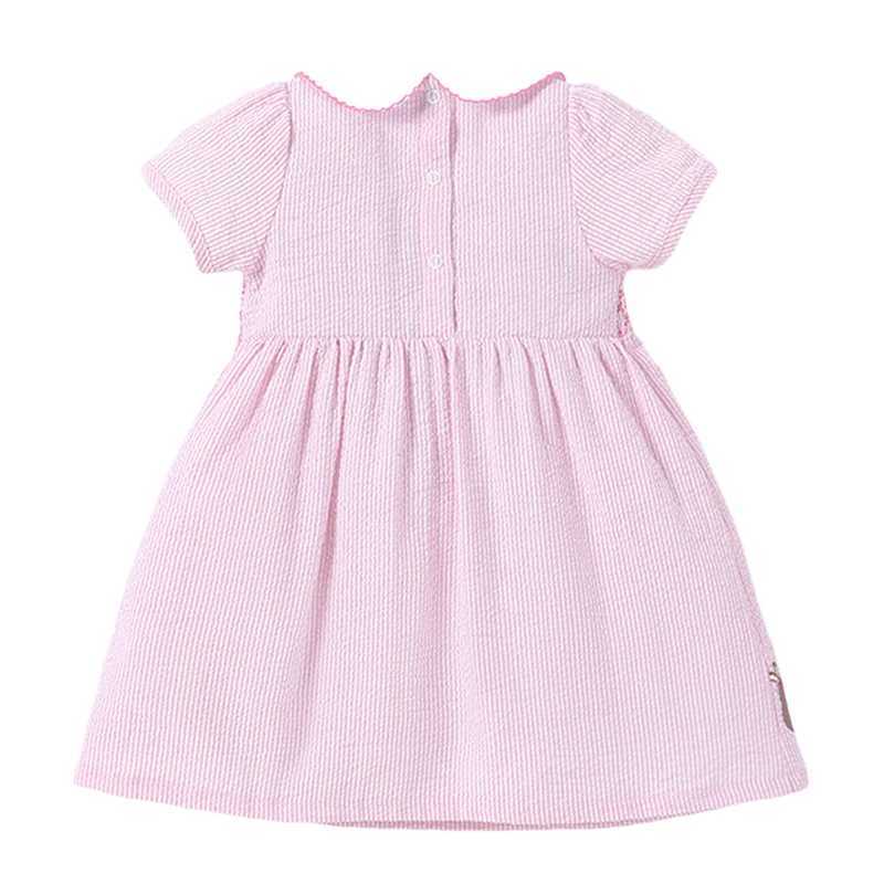 Girl's jurken Little Maven Girls Pink Beach Jurken Animal Rabbit Print kinderfeestjurken 2 jaar peuter baby Peter Pan Collar Feestelijke jurk D240423