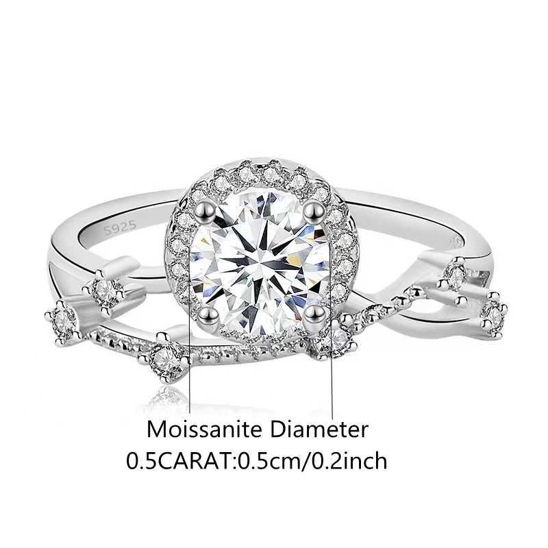 Solitaire Ring 925 SERRLING SILPS 0,5 CT MISSANITE RING LADE ELEGANT Temperrament Fashion Send Girlfriend Propose Engagement Mariage D240419