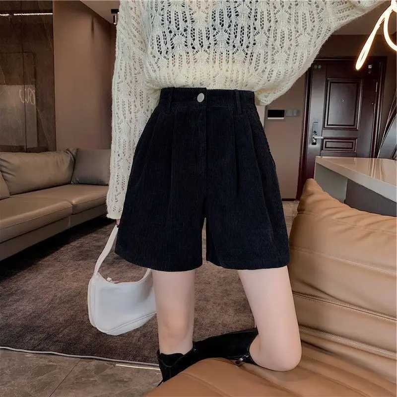 Men's Shorts Shorts Women Wide Leg Corduroy High Waist Autumn College New Vintage Girlish Harajuku Stylish Street Wear Hipster Femme Y2k Hot 240419 240419