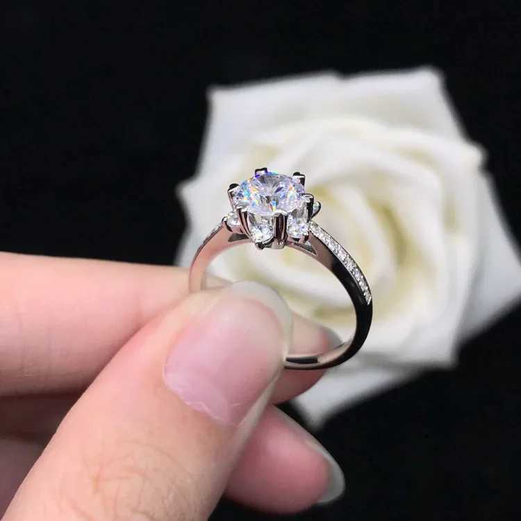 Solitaire Ring Solid 14K White Gold AU585 Platinum PT950 Fashion Hexagonal Diamond Ring Moissanite Proposal Solitaire Ring D240419