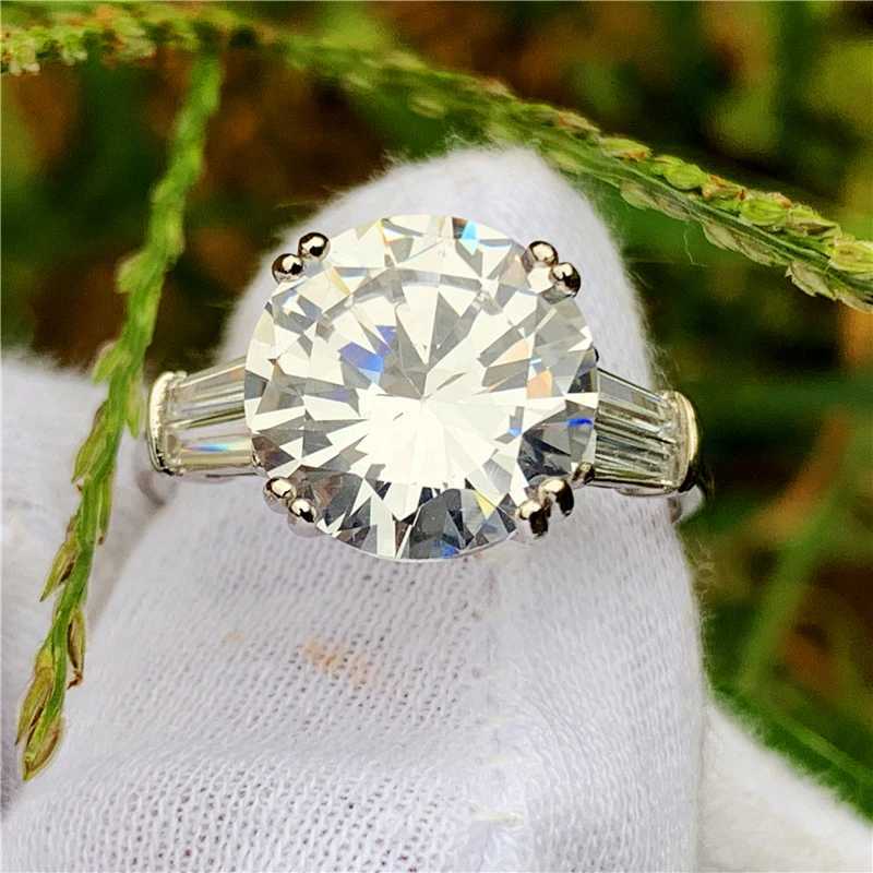 Solitaire Ring Solitaire Cut 6ct Sona CZ Ring 925 Sterling Silver Engagement Bands de mariage pour femmes bijoux de luxe de luxe D240419