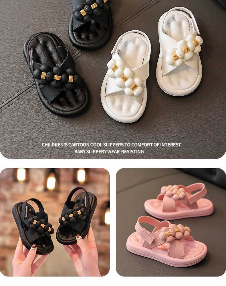 BZ52 Sandaler Kids Girls Sandals Platform Flats Princess Flower Childrens Baby Summer Shoes Pink Soft Footwear Fashion Kids Beach Eva Shoes 240419