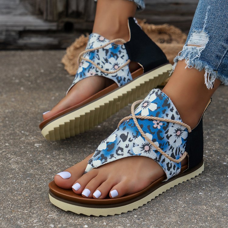 Fashion New Women Sandals Stampa leopardo elegante comodo Boho Sandals Sandals Tacco Lady Cash Sandals Sandals