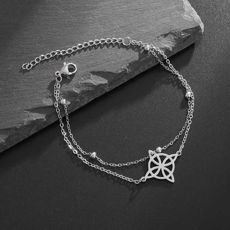 Bangle Irish Wicca Witch Knot Armband Edelstahl Celtic Knoten Doppelschicht verstellbares Armband Damen Mode Lucky Jewelry Giftl240417