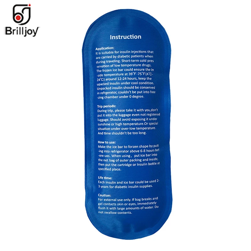 Sacs Brilljoy moles Premier aide Blue Ice Gel pour diabétique Insuline Color Pack Bag dans Boîte de refroidissement Gel Sac à glace en nylon Réfrigéré