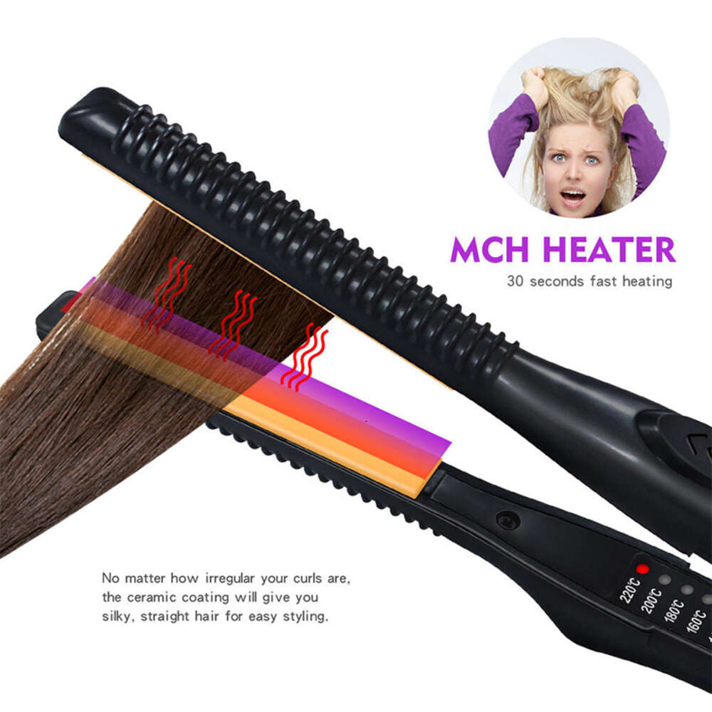 2 in 1 Curler Professional Ceramic Flat Iron for Short Hair Women and Men Beard Straightener