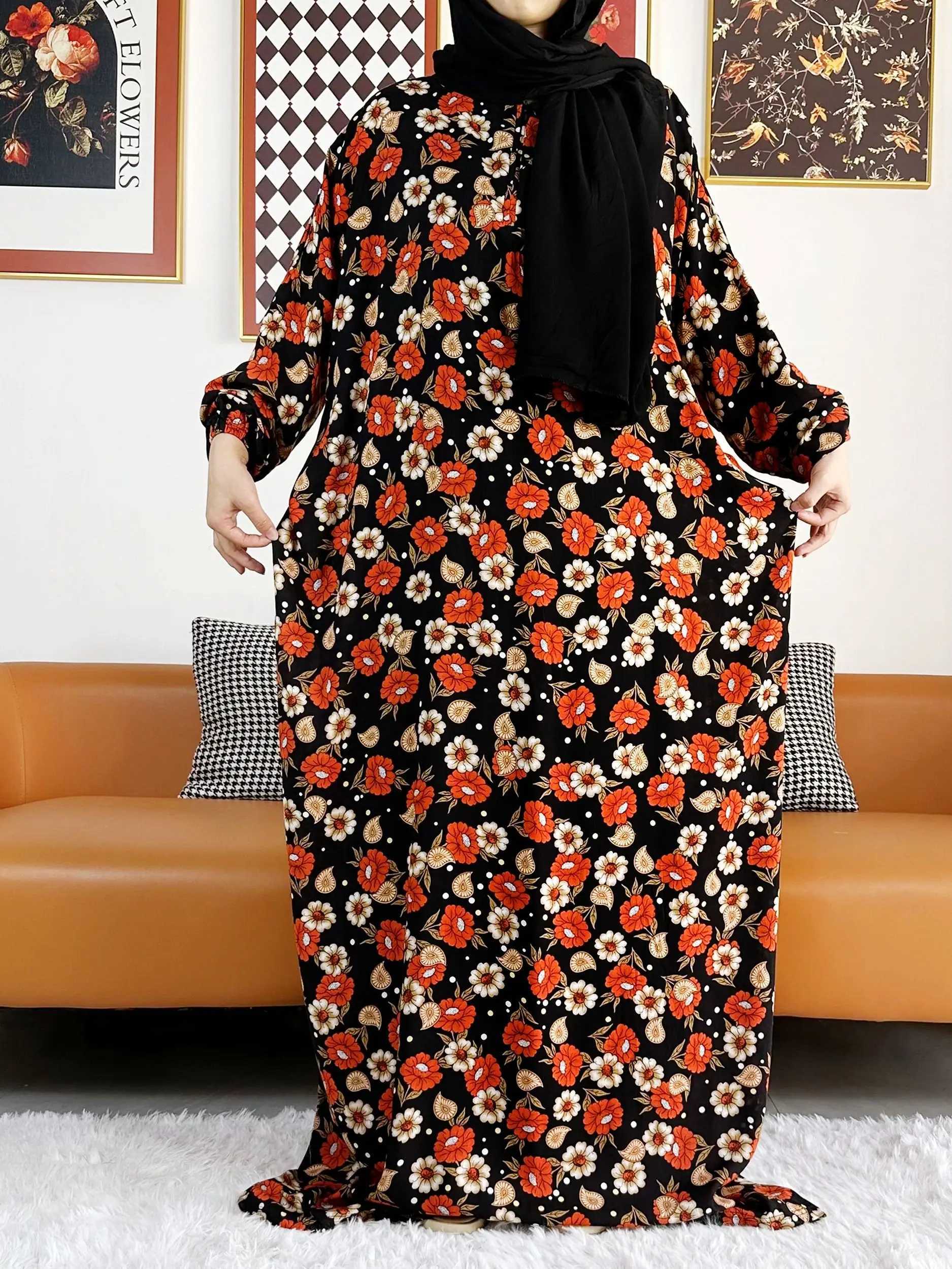 Abbigliamento etnico 2023 Muslim Rayon Abayas Color Piece Ramadan Preghiera Dubai Turchia Medio Oriente Fema