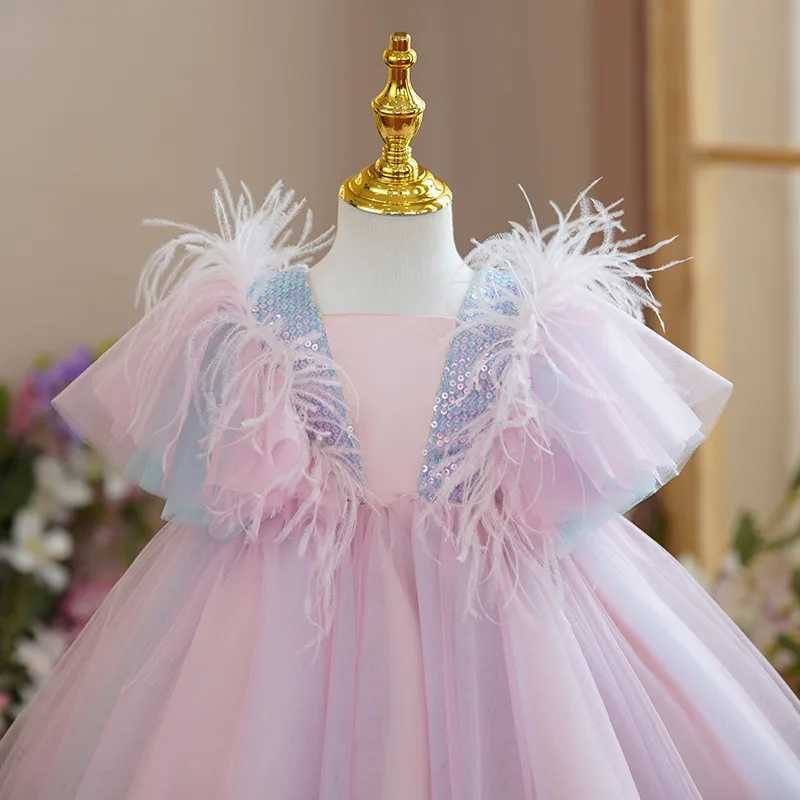 Mädchenkleider Rüschen Babykleider für Mädchen Kinder Pailletten elegante Prinzessinkleid für Hochzeitsfeier 1-5 Jahre Kleinkind Girls Geburtstagskleider D240423