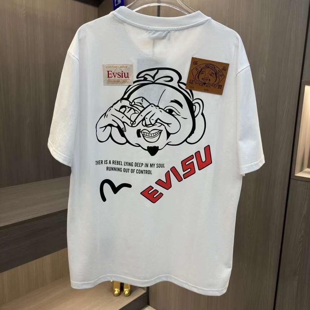 Fu Shen T-shirt för män och kvinnor, ny till hjärtbuddha huvud, liten m tryck, stilig social ande, ung man lös kortärmad topptrend 779527
